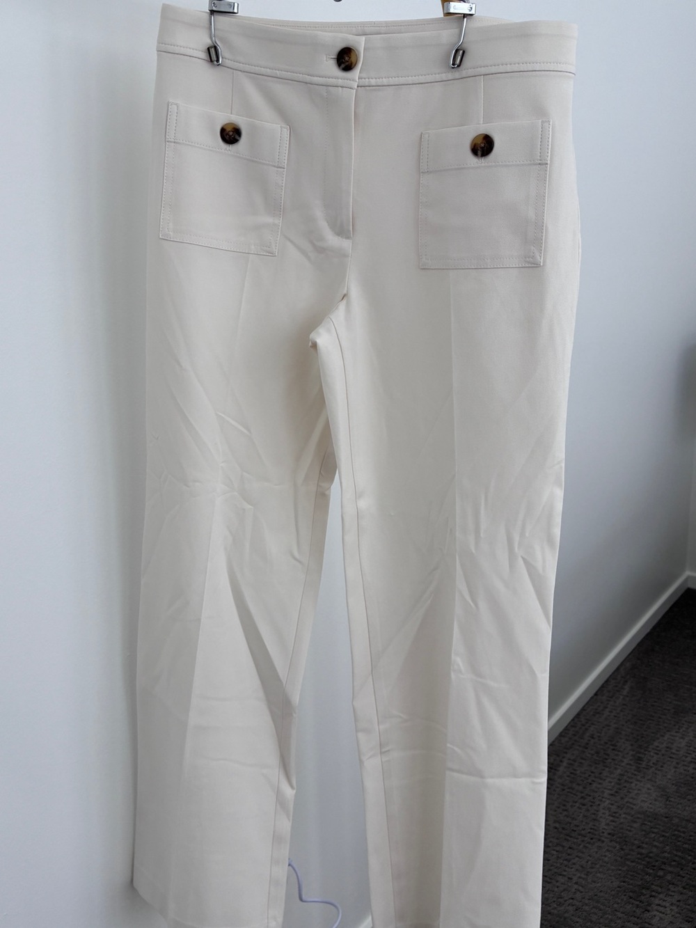 Ann Taylor Wide Leg Pants Ecru Size 8 Patch Pockets